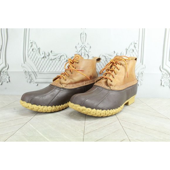 LL Bean 6" Unlined Brown Leather Waterproof Duck Boots Size 10 M - Picture 2 of 10
